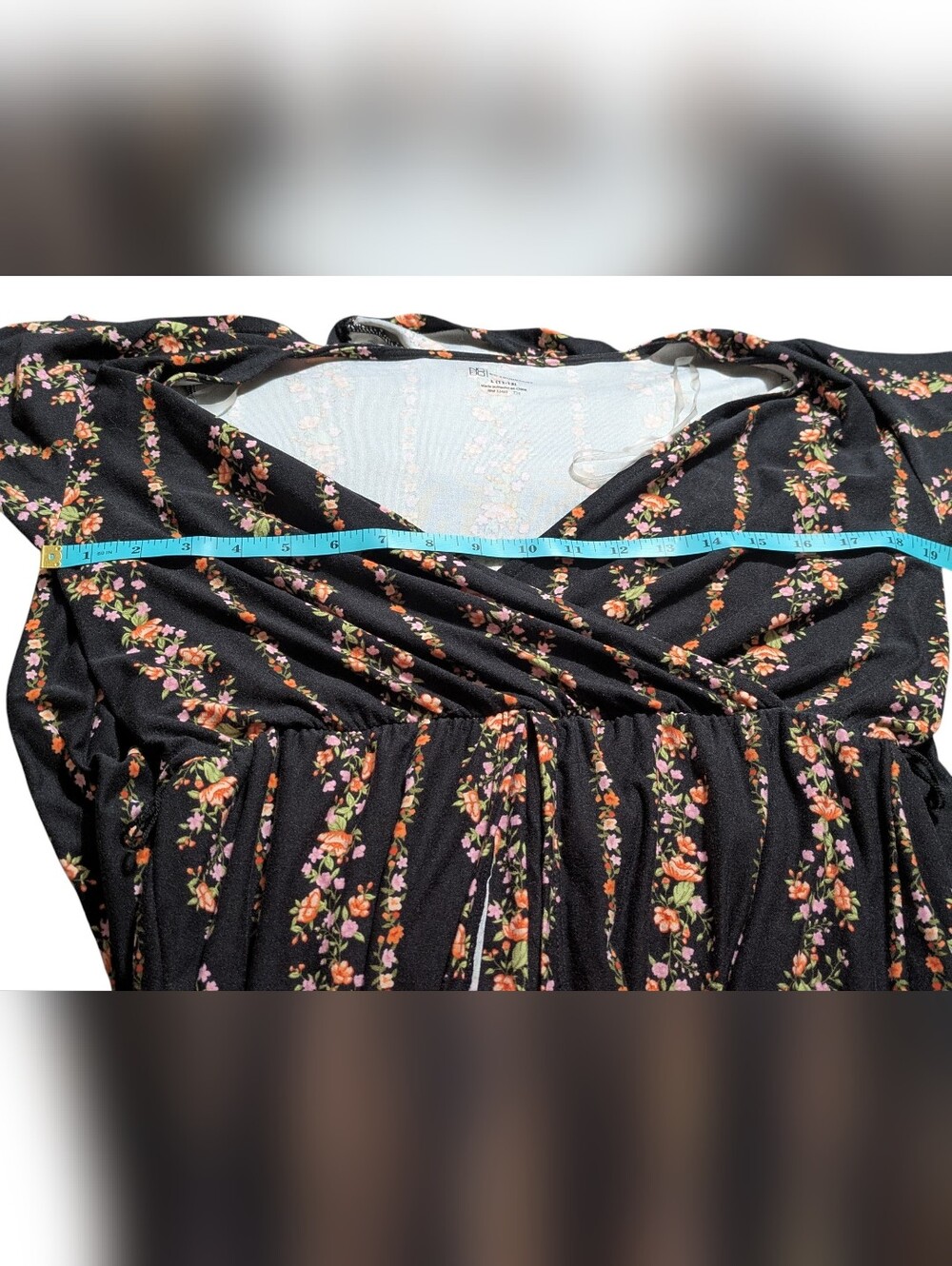 Black Floral Romper Dress, Cottagecore Boho Skort Romper, Floral Faux Wrap Dress - Picture 7 of 7